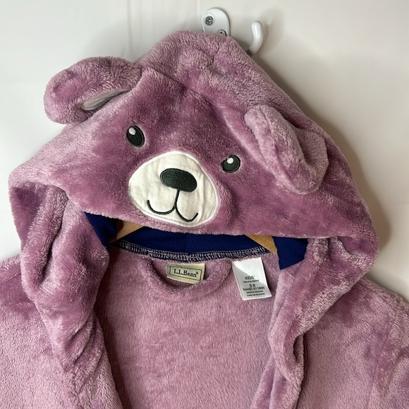LLBean kids cozy animal robe animal teddy bear soft kids size small plush purple - Picture 6 of 7